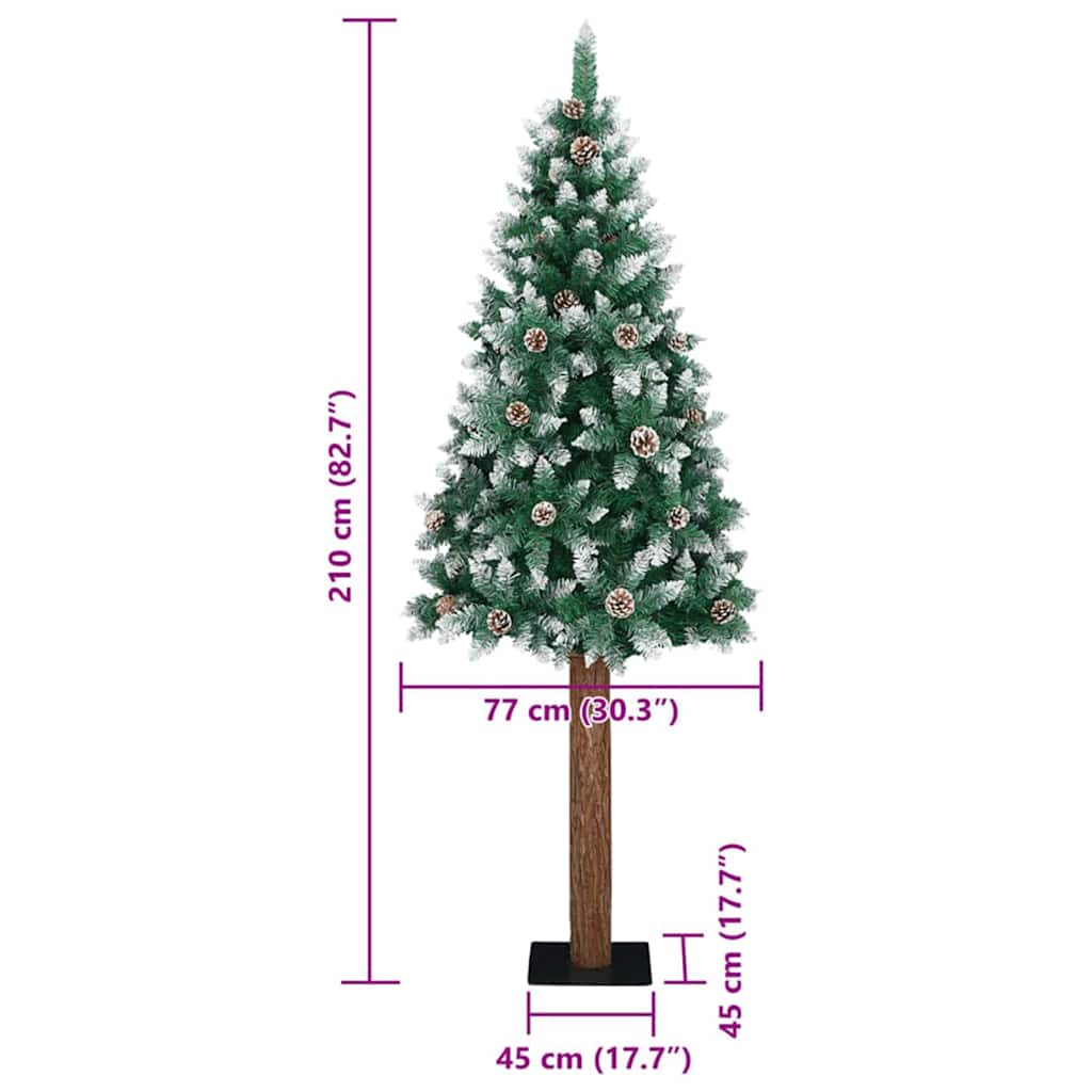 Slim Christmas Tree with 300 LEDs Green and White 210 cm