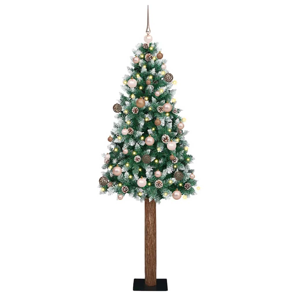 Slim Christmas Tree with 300 LEDs Green and White 210 cm