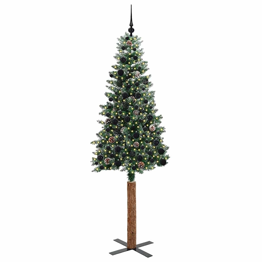 Slim Christmas Tree with 300 LEDs Green and White 210 cm