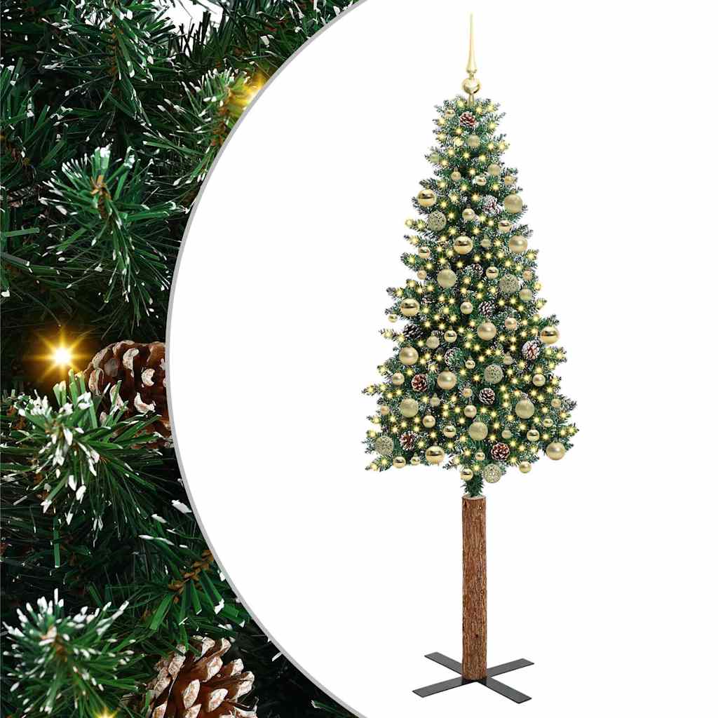 Slim Christmas Tree with 300 LEDs Green and White 210 cm