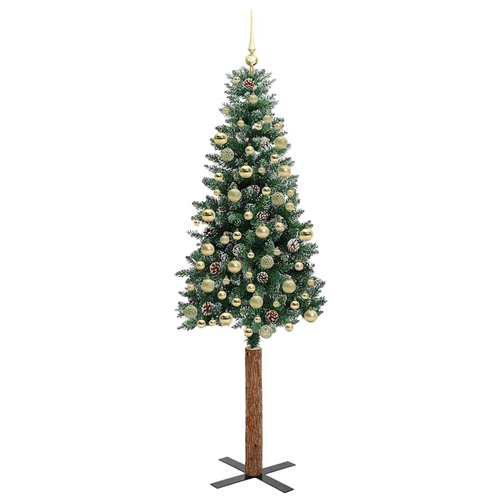 Slim Christmas Tree with 300 LEDs Green and White 210 cm
