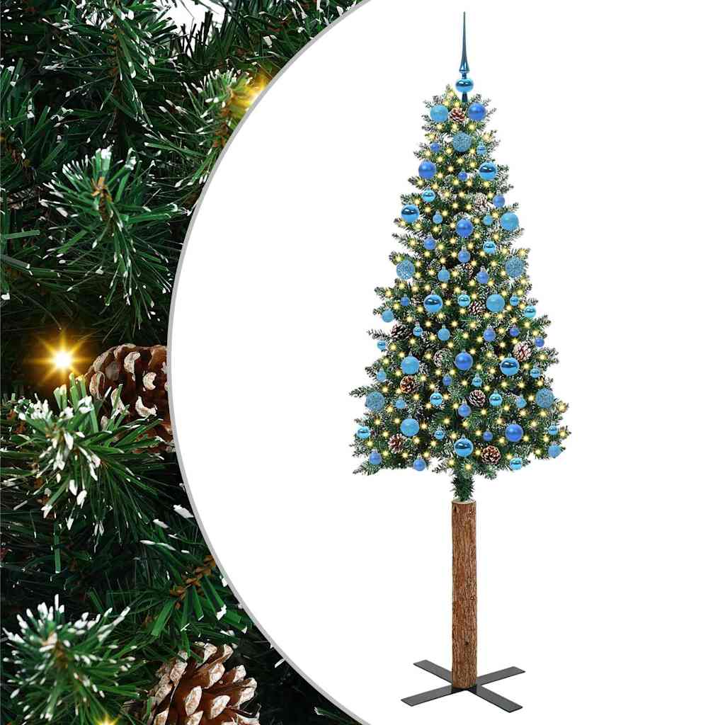 Slim Christmas Tree with 300 LEDs Green and White 210 cm