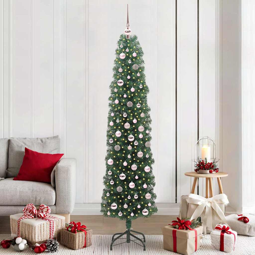 Artificial Christmas Tree with 300 LEDs with Stand Green 210 cm