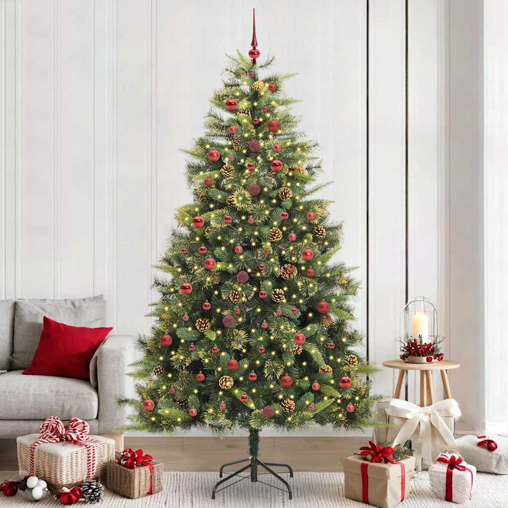 Artificial Hinged Christmas Tree with Cones Green 240 cm