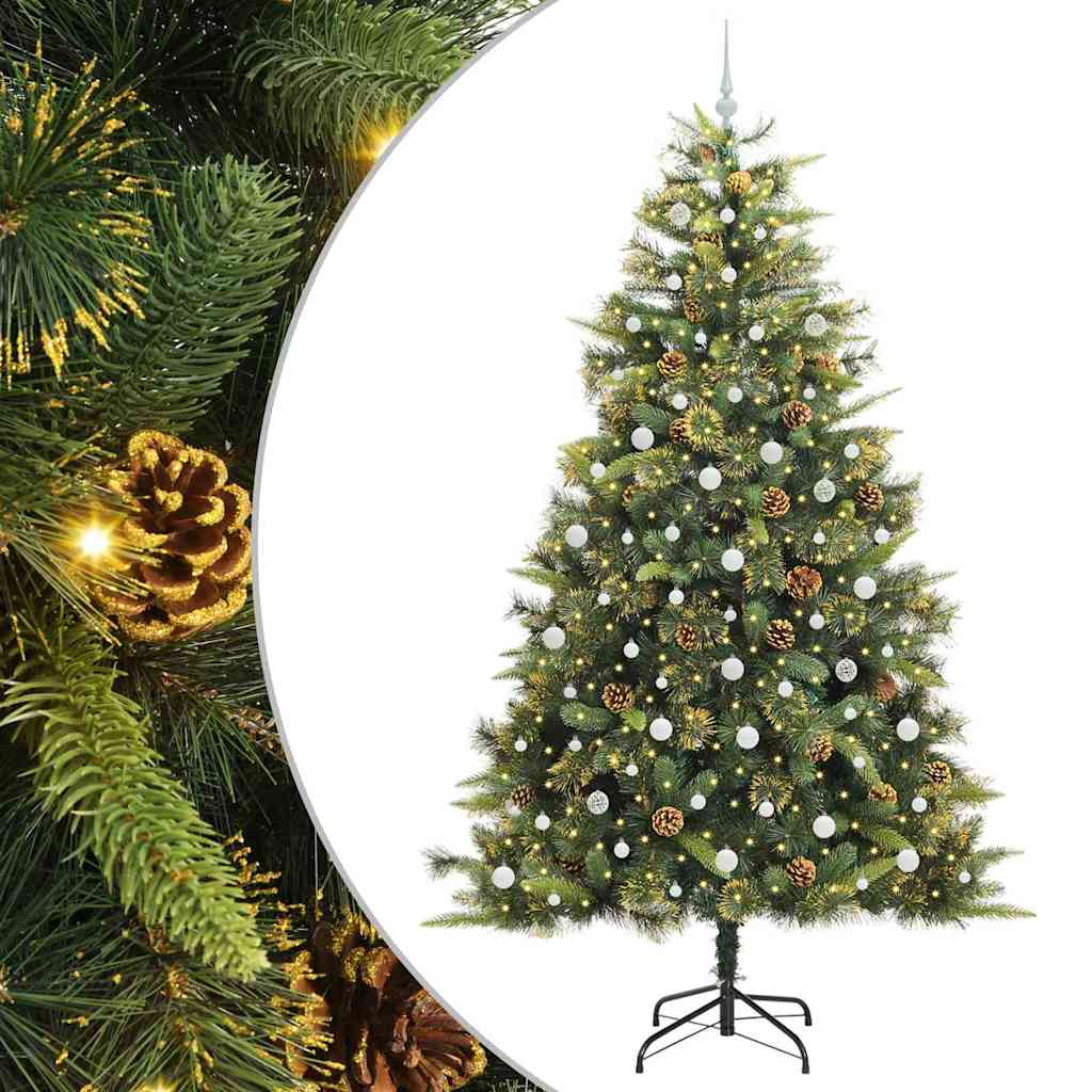 Artificial Hinged Christmas Tree with Cones Green 240 cm