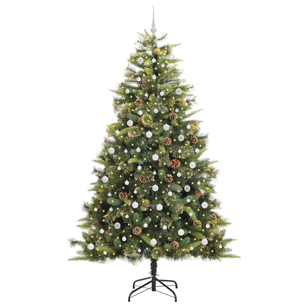 Artificial Hinged Christmas Tree with Cones Green 240 cm