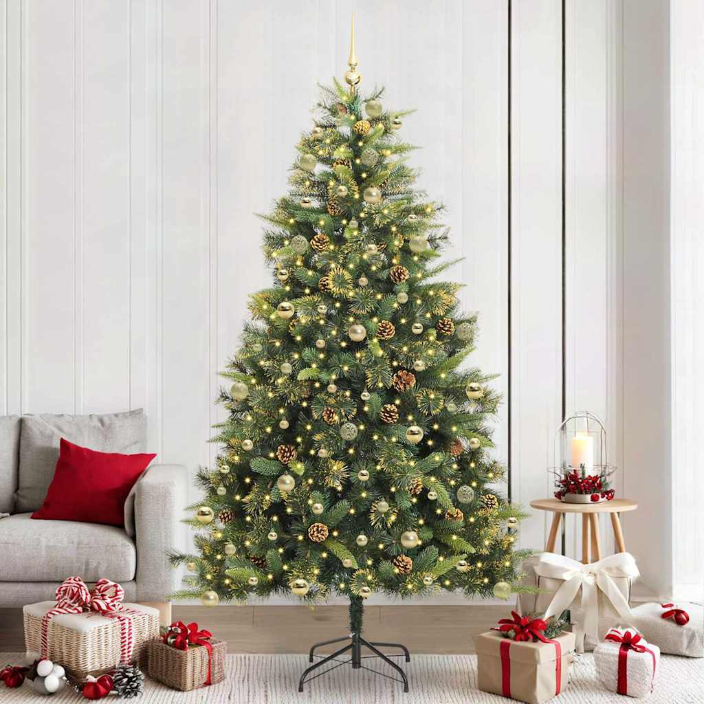 Artificial Hinged Christmas Tree with Cones Green 240 cm