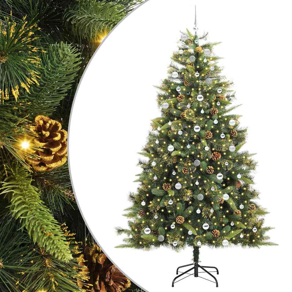 Artificial Hinged Christmas Tree with Cones Green 240 cm