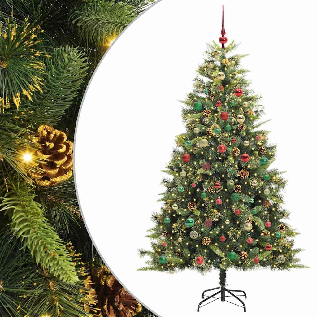 Artificial Hinged Christmas Tree with Cones Green 240 cm