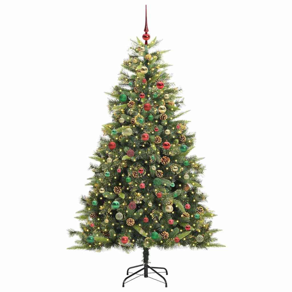Artificial Hinged Christmas Tree with Cones Green 240 cm