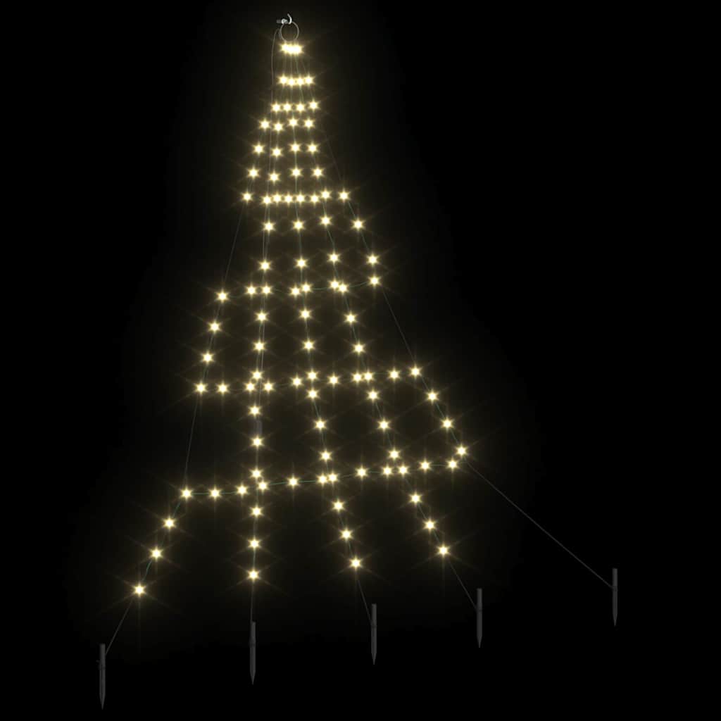 LED Christmas Tree with Ground Spikes Warm White 180 cm Metal