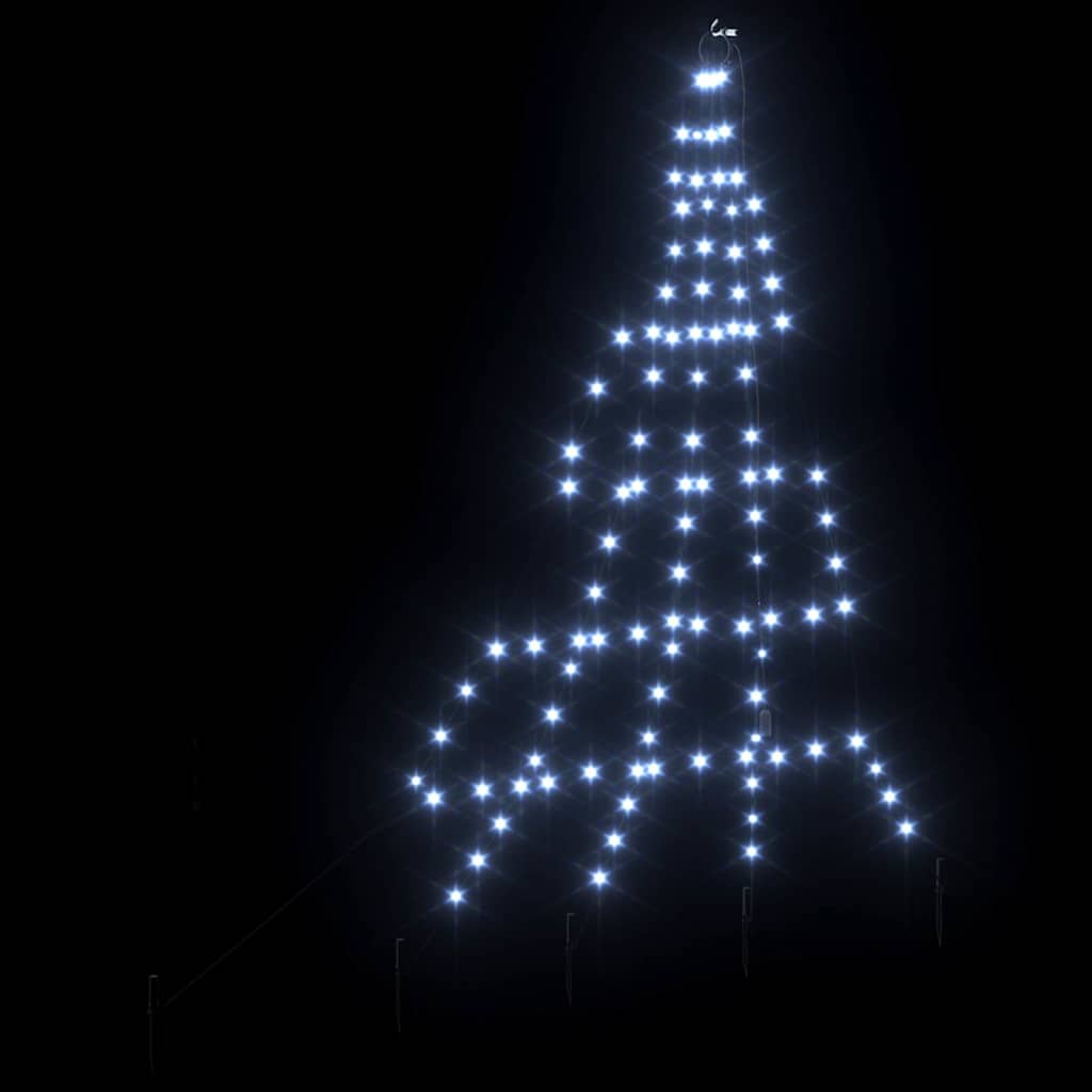LED Christmas Tree with Ground Spikes Cool White 180 cm Metal