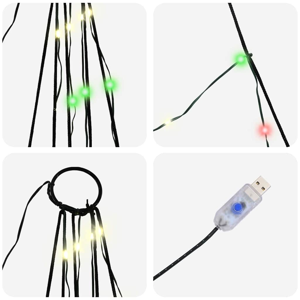 LED Christmas Tree with Ground Spikes Multicolour 180 cm Metal