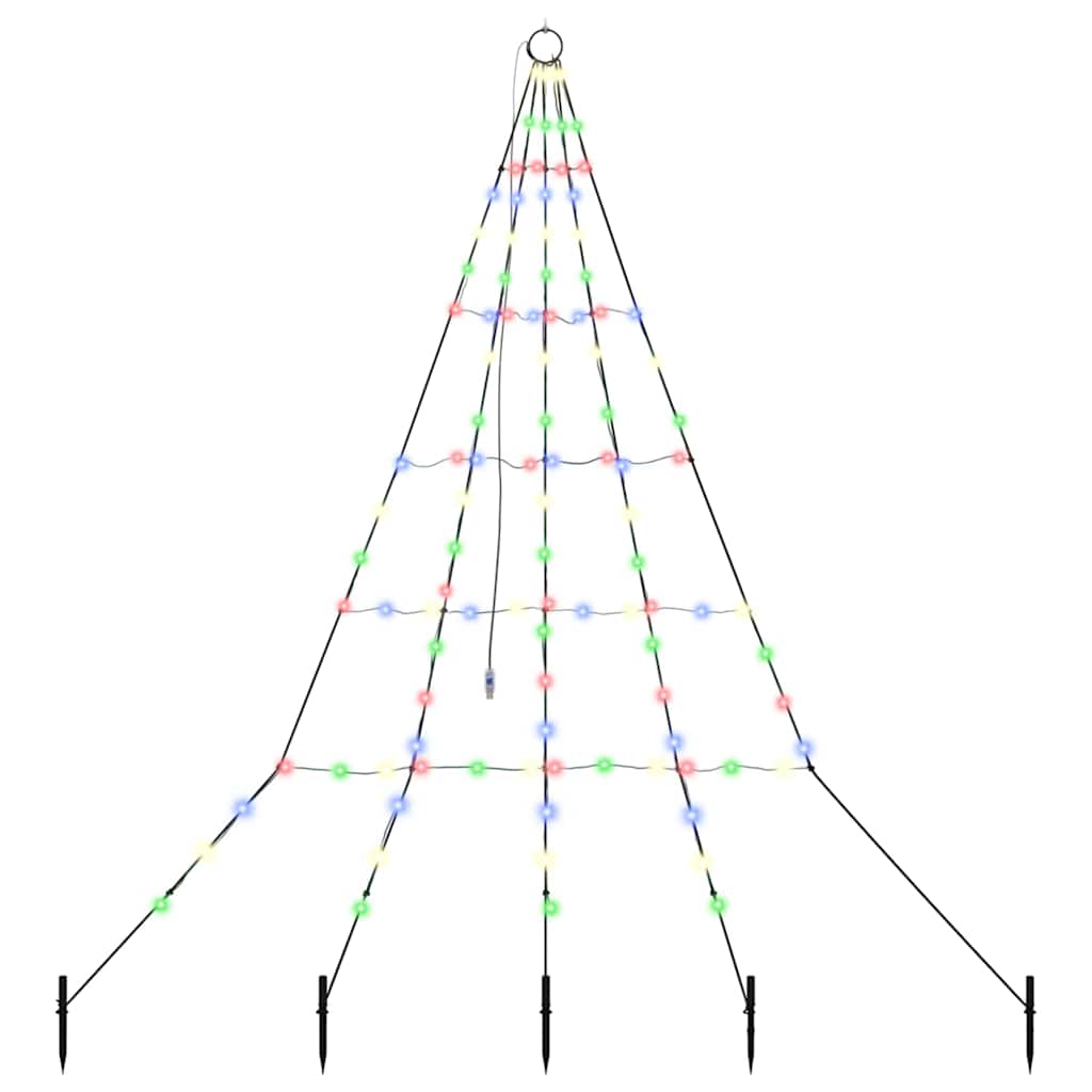 LED Christmas Tree with Ground Spikes Multicolour 180 cm Metal