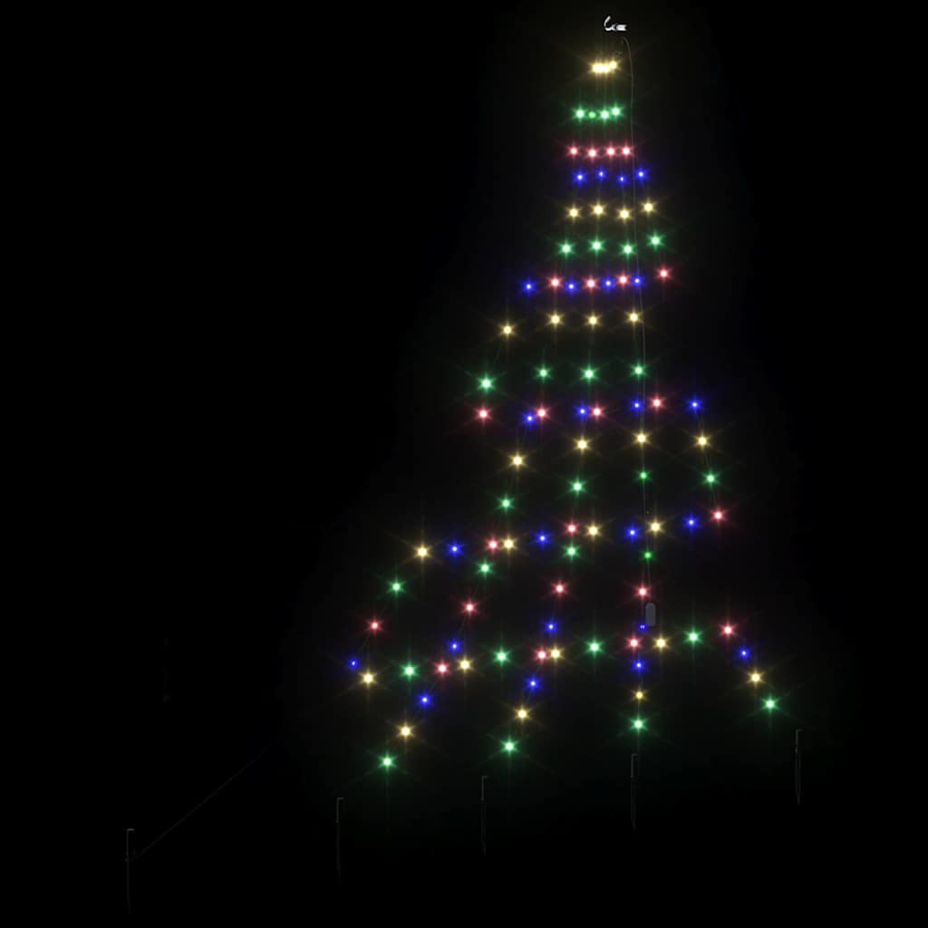LED Christmas Tree with Ground Spikes Multicolour 180 cm Metal