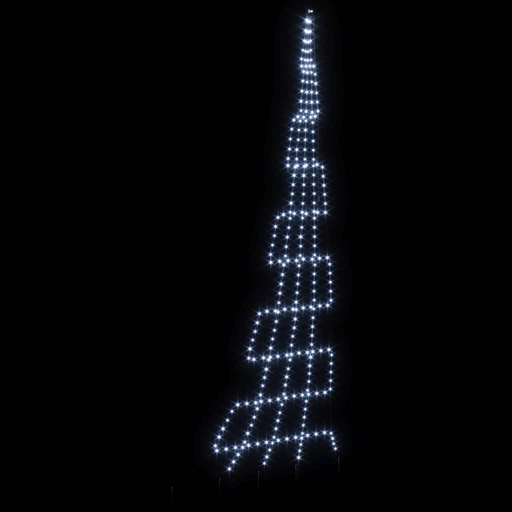 LED Christmas Tree with Ground Spikes Cool White 500 cm Metal