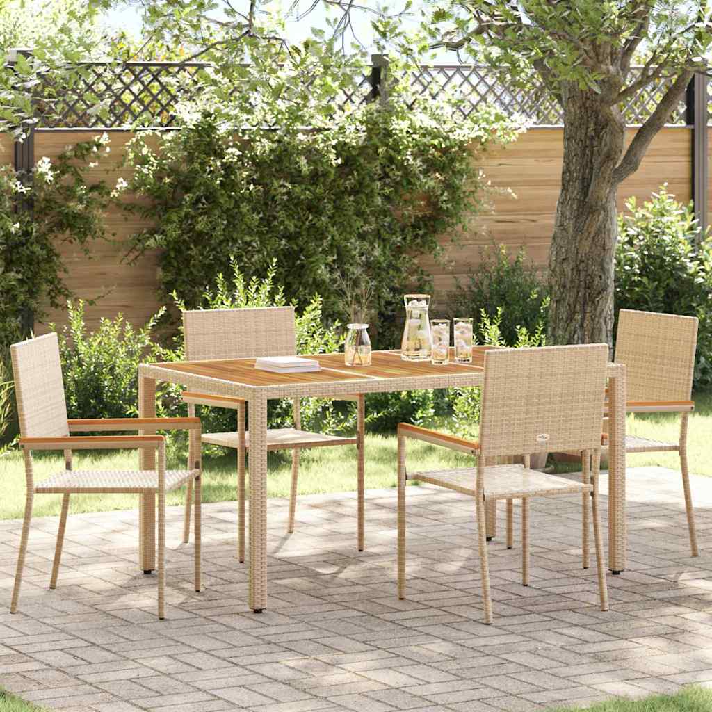 Garden Stacking Chairs 4 pcs Cream and Brown