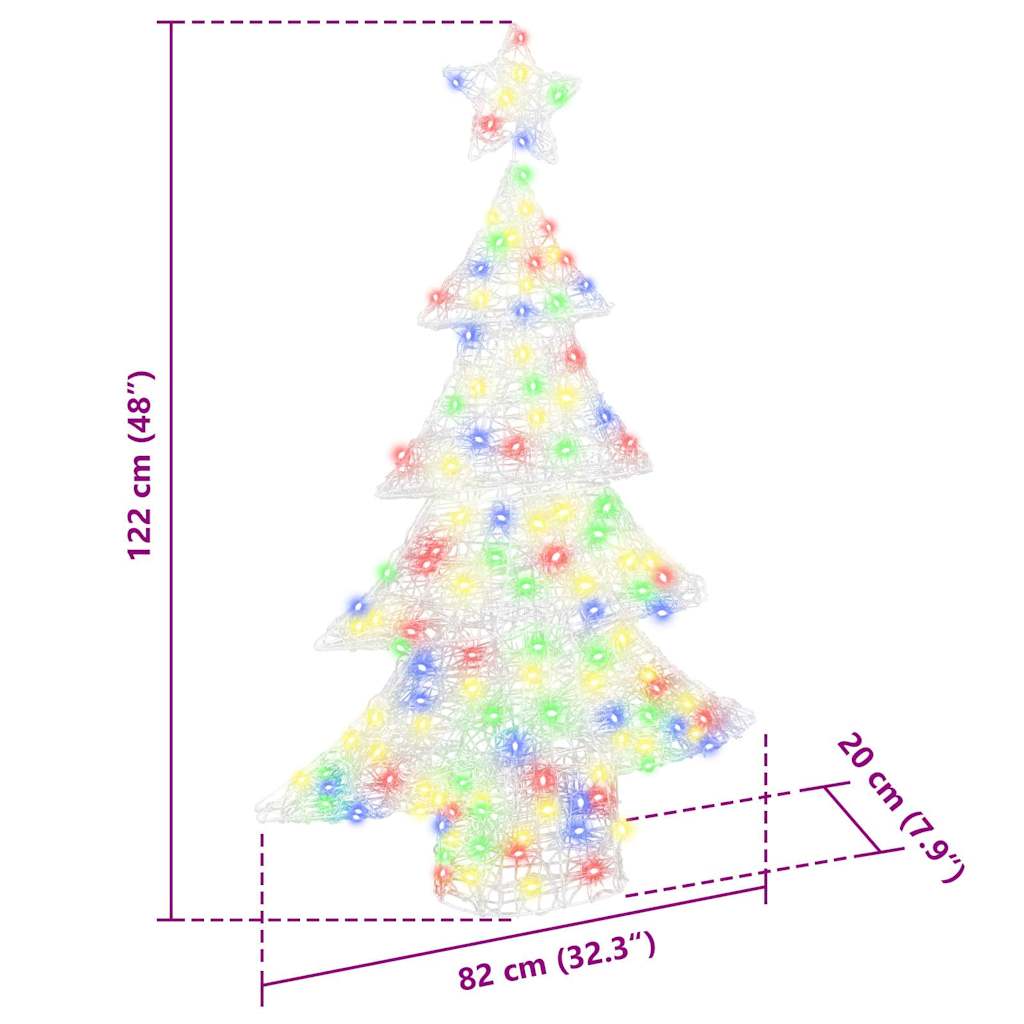 Christmas Tree with 100 LEDs Multicolour 120 cm Acrylic