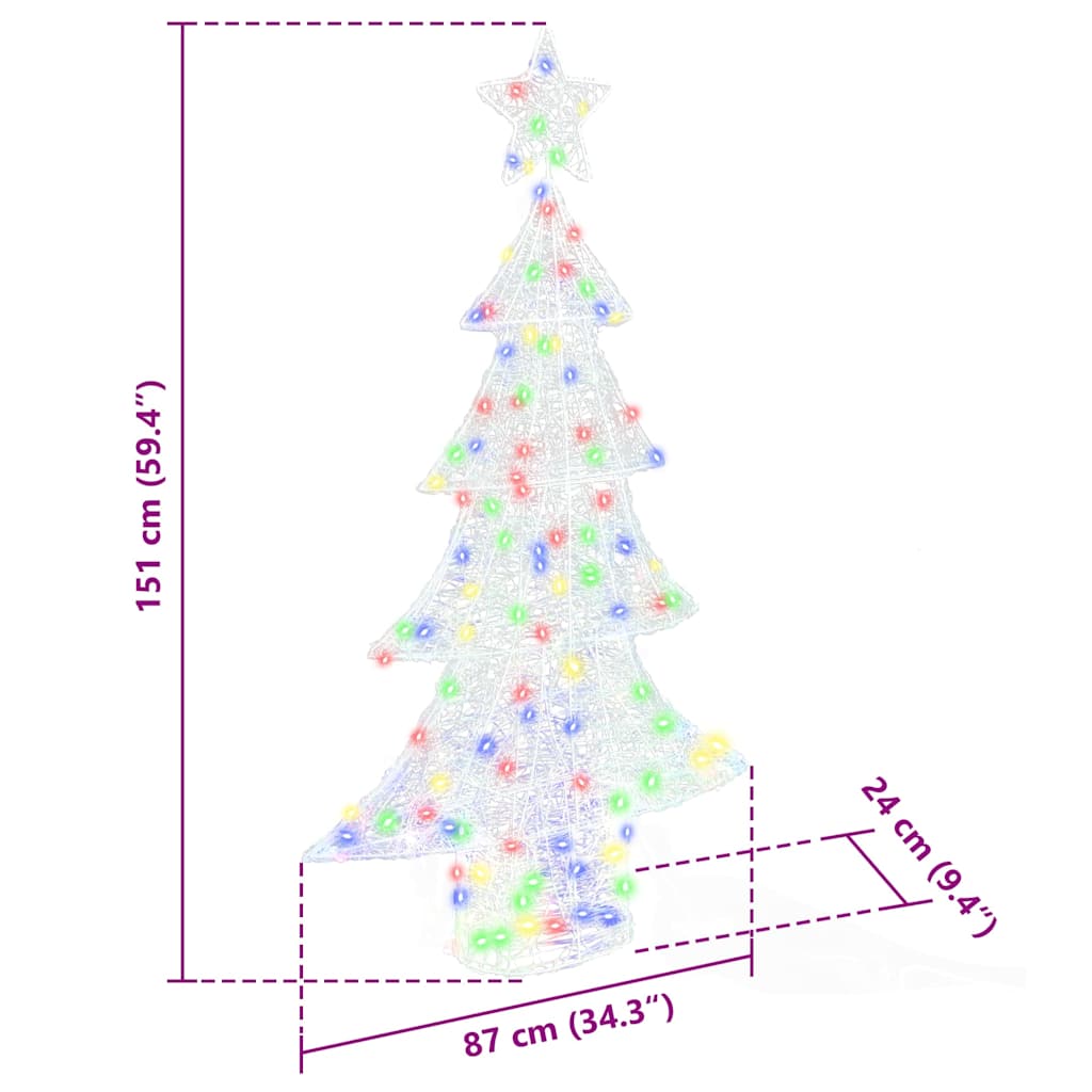 Christmas Tree with 160 LEDs Multicolour 150 cm Acrylic
