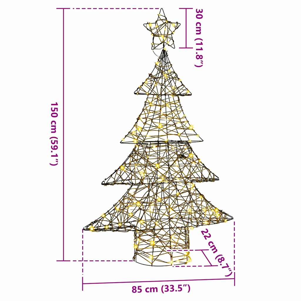Christmas Tree with 120 LEDs Warm white 120 cm Rattan