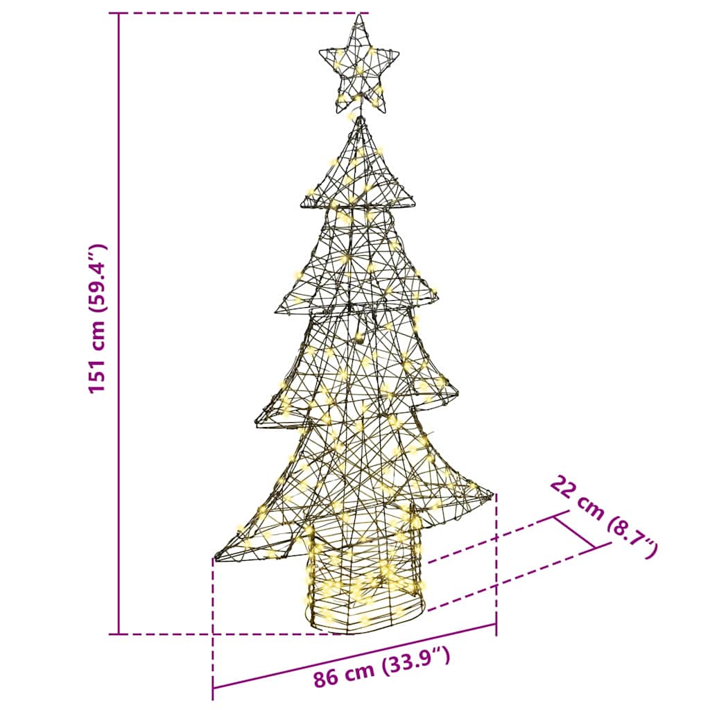 Christmas Tree with 160 LEDs Warm white 150 cm Rattan
