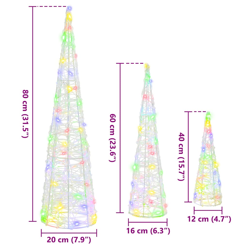 Christmas Tree 3 pcs Multicolour 20 x 20 x 80 cm Acrylic