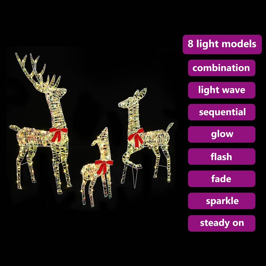 Reindeer Family 3 pcs Warm white 67 x 26 x 127 cm PET