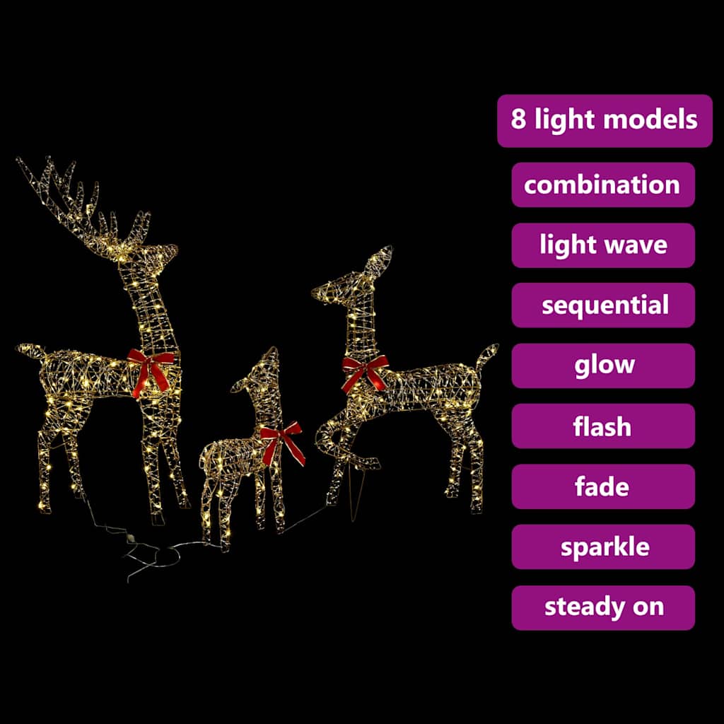 Reindeer Family 3 pcs Warm white 67 x 26 x 127 cm PET