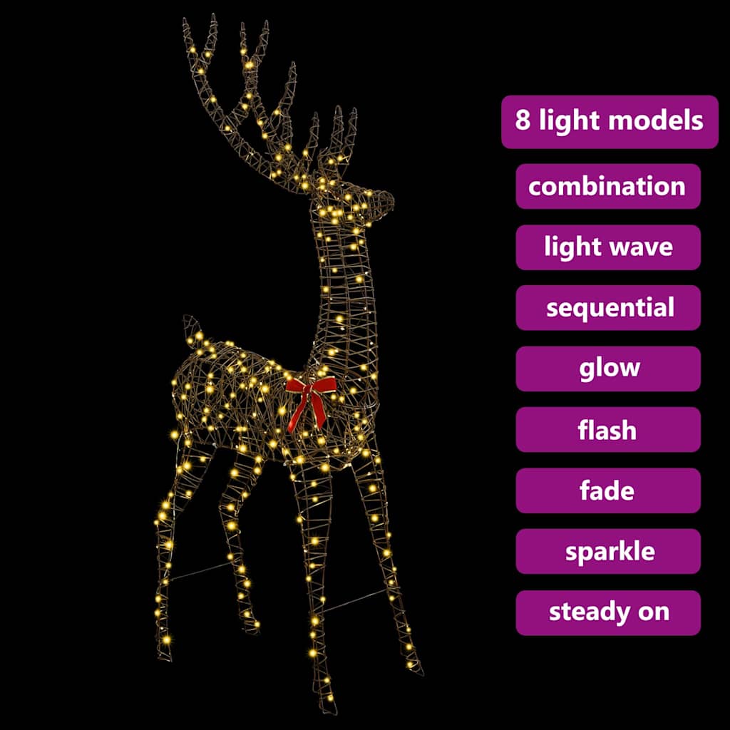 3D Reindeer with 250 LEDs Warm white 180 cm Rattan