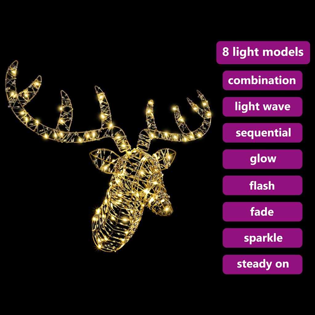 Reindeer Pull Sleigh with 140 LEDs Warm white 60 cm PET