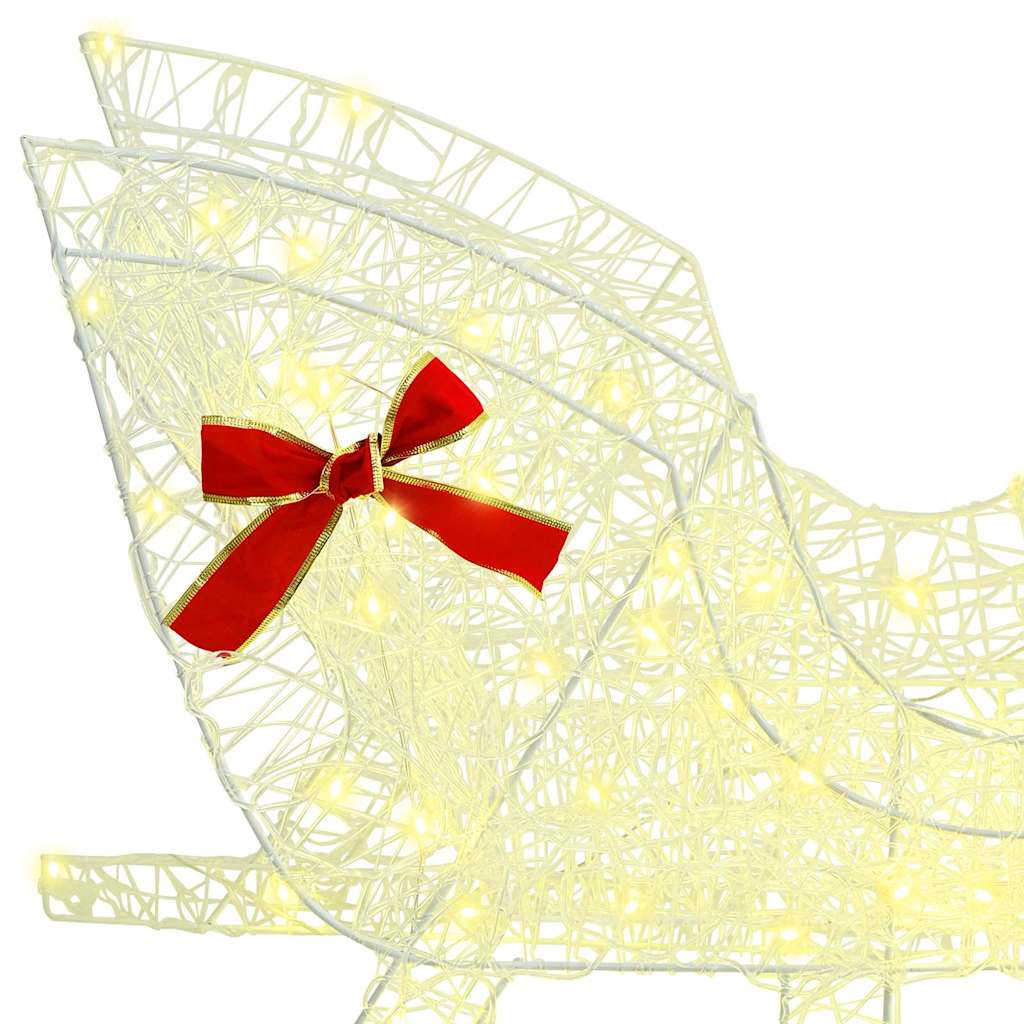 Reindeer Pull Sleigh Warm white 70 x 26 x 128.5 cm Acrylic