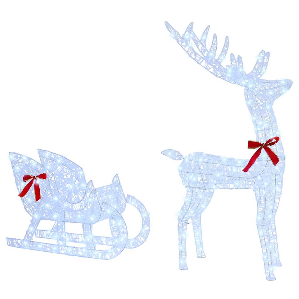 Reindeer Pull Sleigh Cold white 70 x 26 x 128.5 cm Acrylic