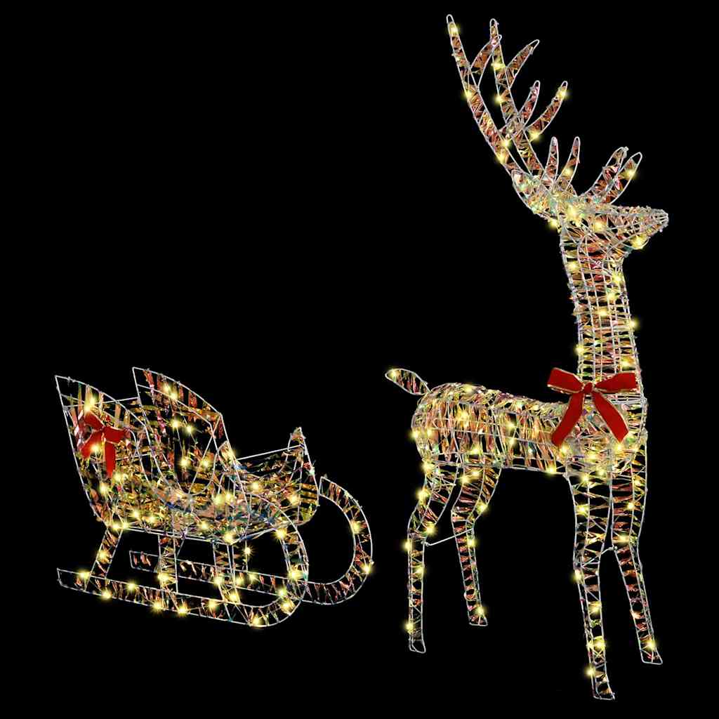 Reindeer Pull Sleigh Warm white 70 x 26 x 128.5 cm PET