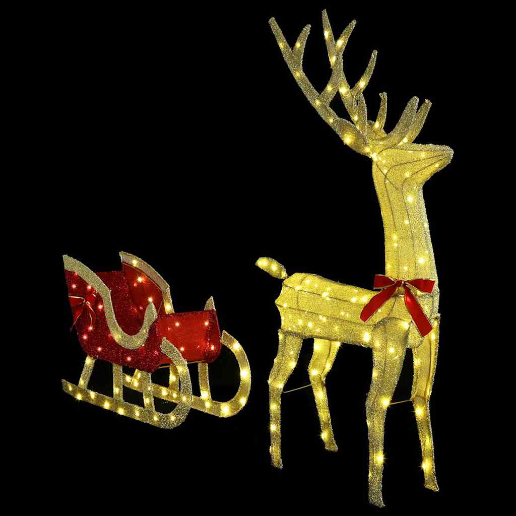Reindeer Pull Sleigh Warm white 70 x 26 x 128.5 cm Fabric