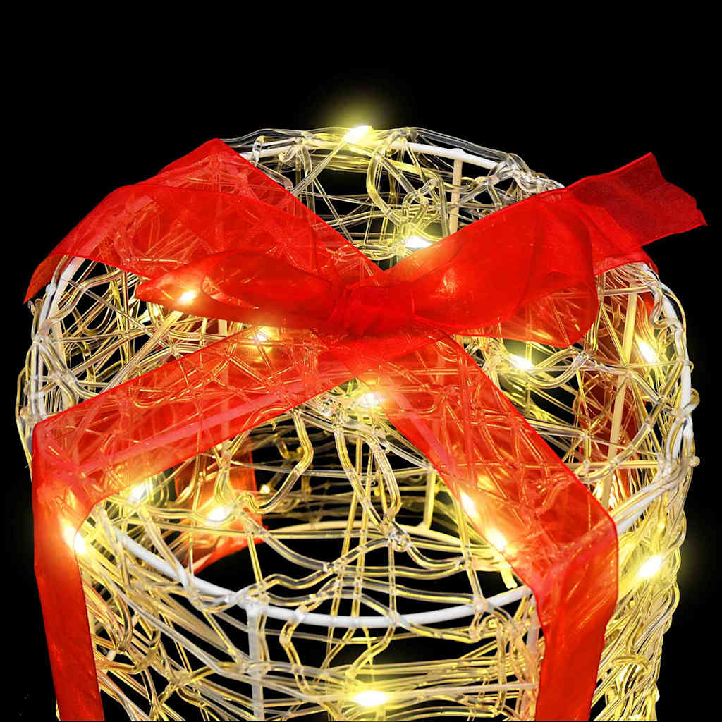 Gift Box Decoration 3 pcs Warm white 20 x 20 x 21 cm Acrylic