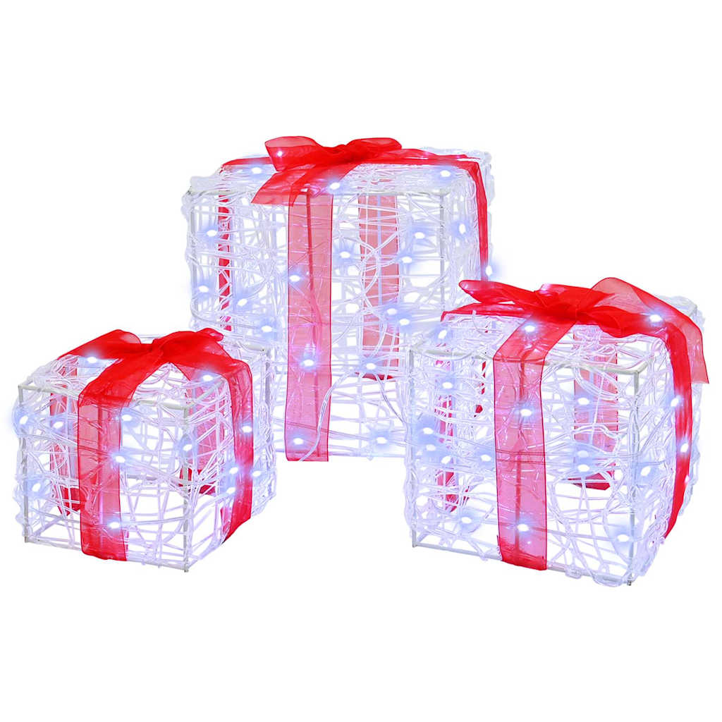 Gift Box with 60 LEDs 3 pcs Cold white 20 x 20 x 20 cm Acrylic