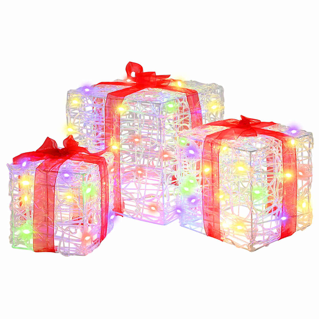 Gift Box with 60 LEDs 3 pcs Multicolour 20 x 20 x 20 cm Acrylic