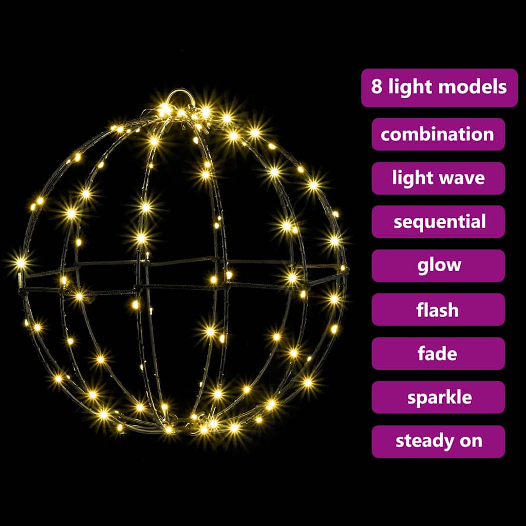 Ball with 192 LEDs 2 pcs Warm white 30 cm Metal
