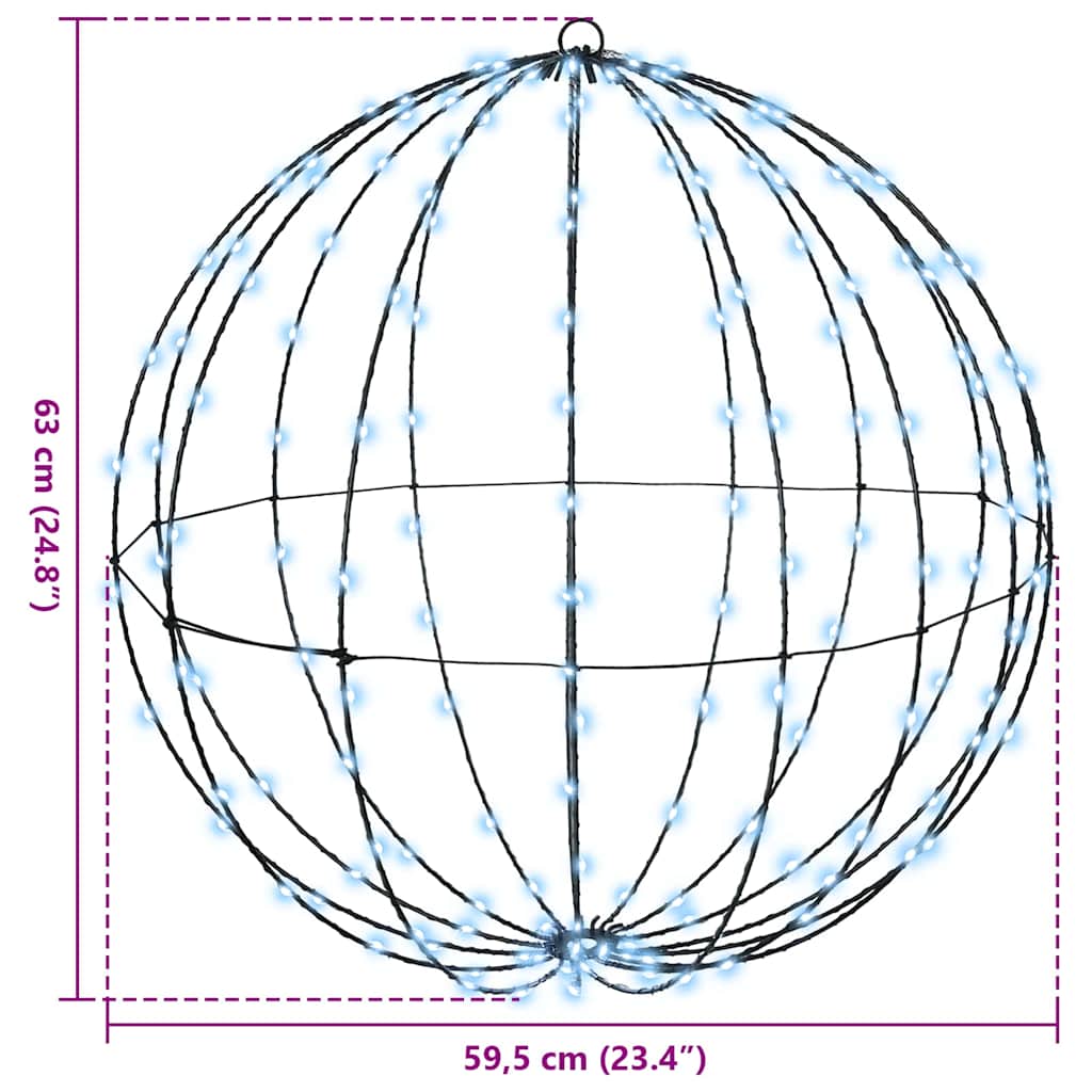 Ball with 192 LEDs Cold white 60 cm Metal