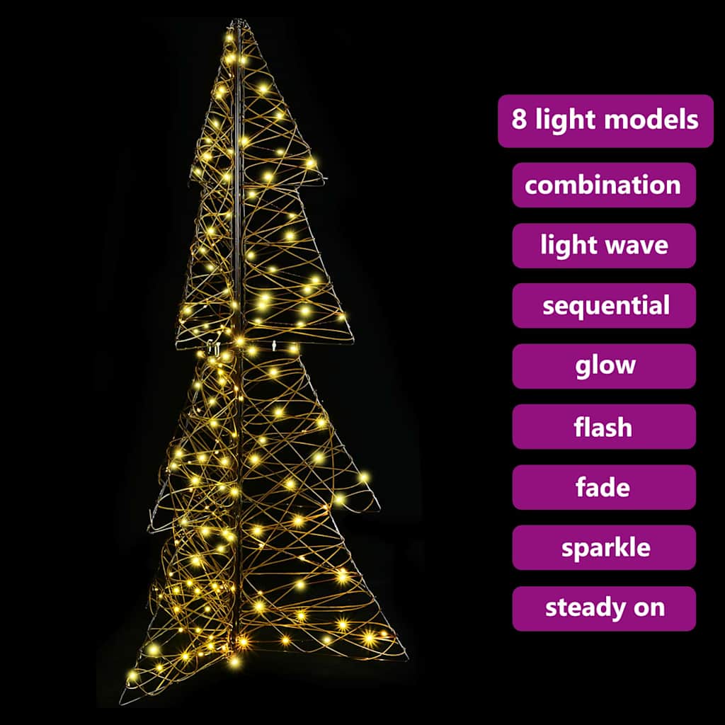 Christmas Tree with 160 LEDs Warm White 150 cm Rattan