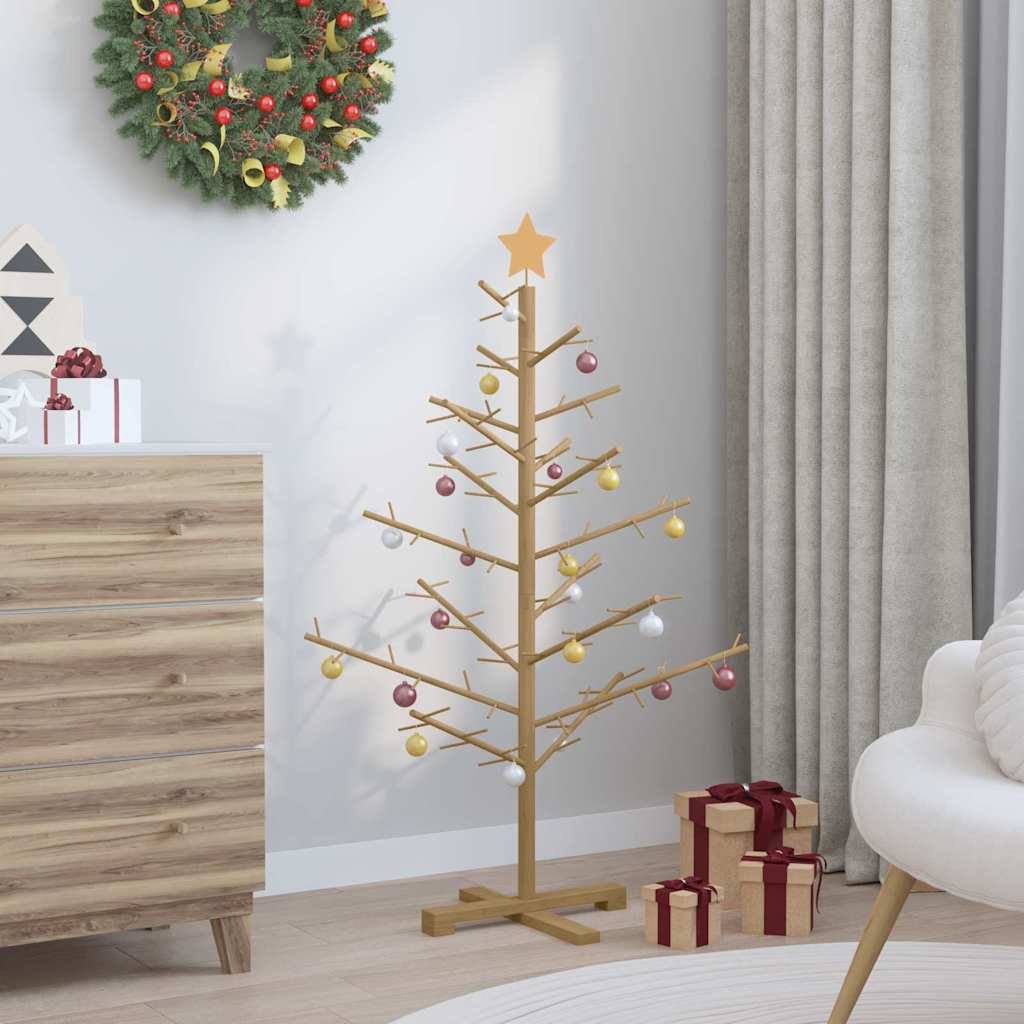Wooden Christmas Tree with Stand Brown 125 cm Solid pine wood
