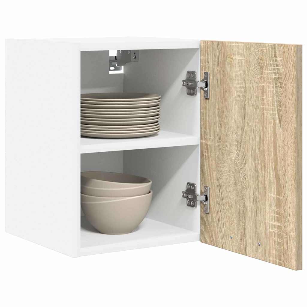 Hanging Cabinet Riga 2 pcs Sonoma Oak and White 30 x 31 x 40 cm