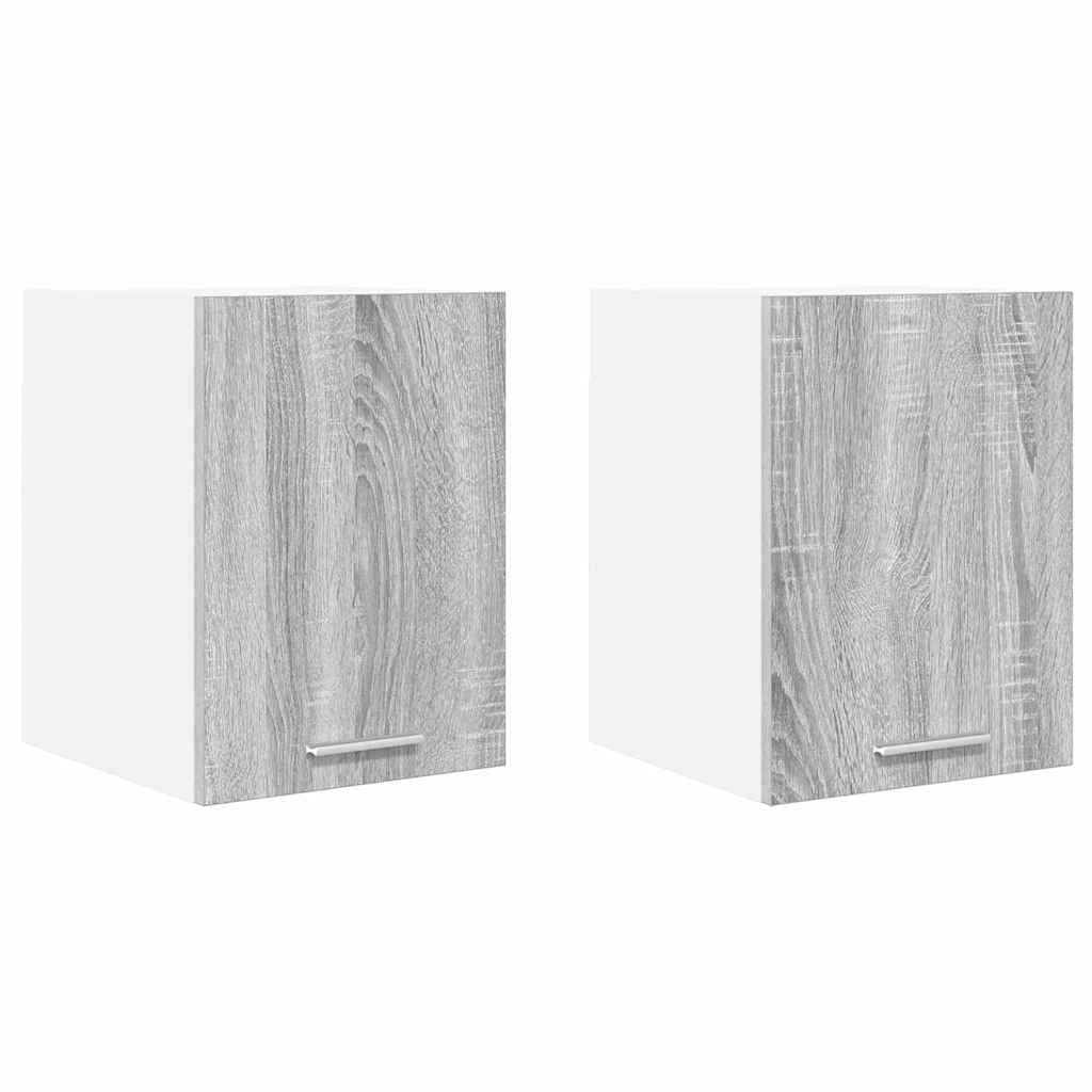 Hanging Cabinet with Shelf Riga 2 pcs Grey Sonoma and White
