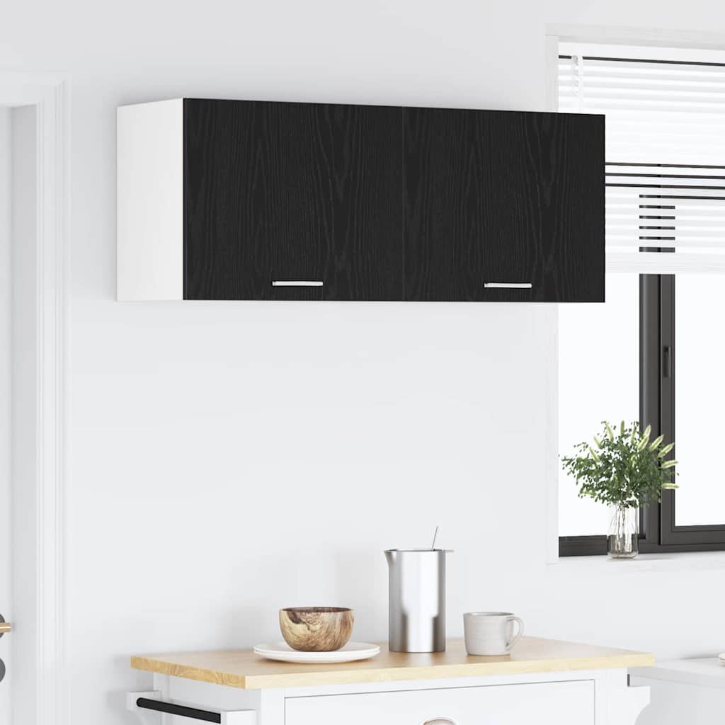 Hanging Cabinet Riga 2 pcs Black Oak and White 50 x 31 x 40 cm