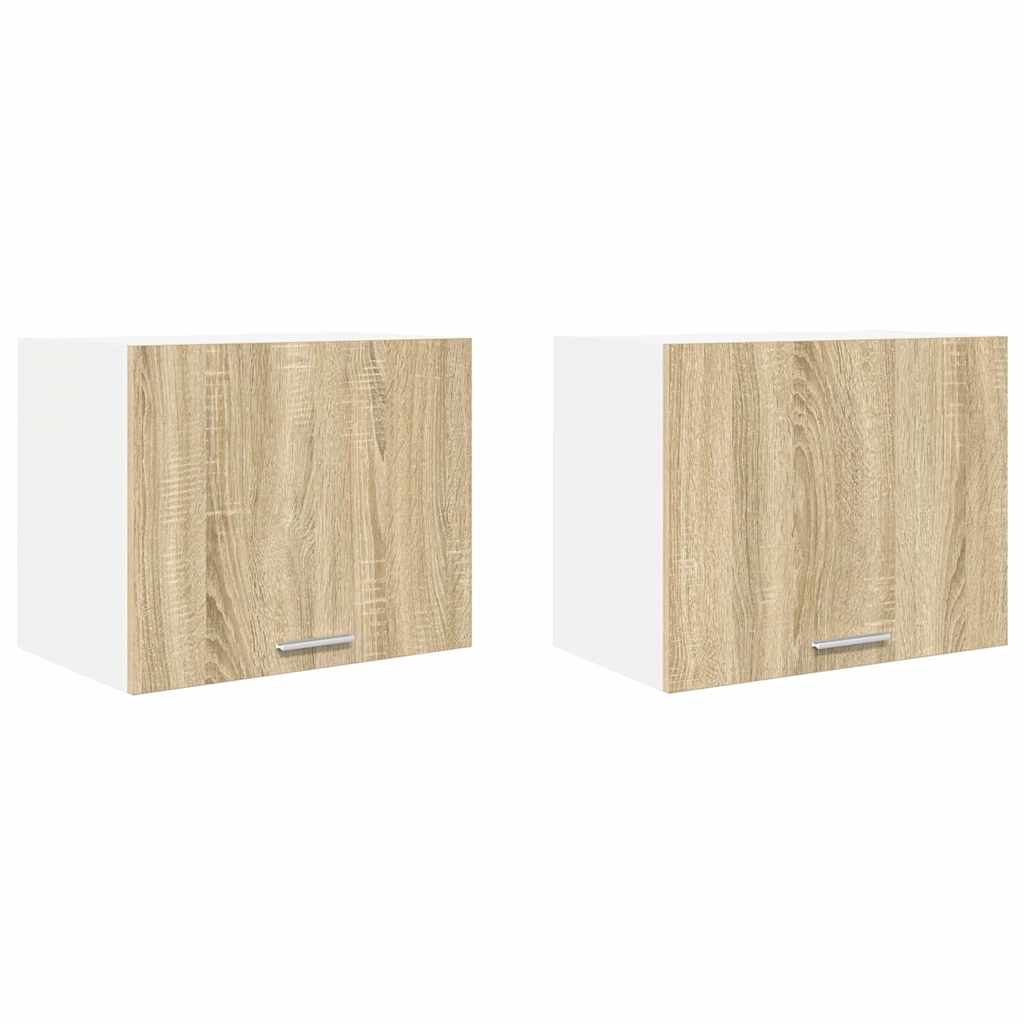 Hanging Cabinet Riga 2 pcs Sonoma Oak and White 50 x 31 x 40 cm