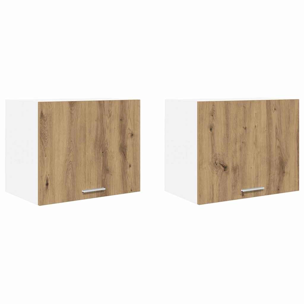 Hanging Cabinet with Shelf Riga 2 pcs Artisan Oak and White