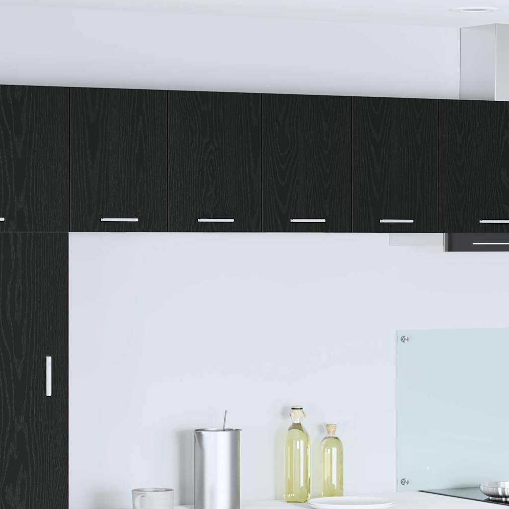 Hanging Cabinet Riga 2 pcs Black Oak and White 60 x 31 x 40 cm