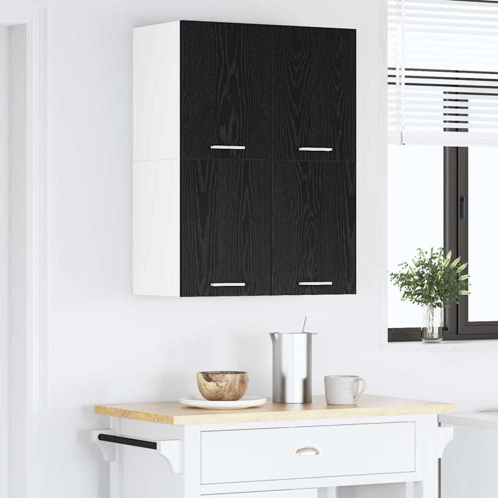 Hanging Cabinet Riga 2 pcs Black Oak and White 60 x 31 x 40 cm