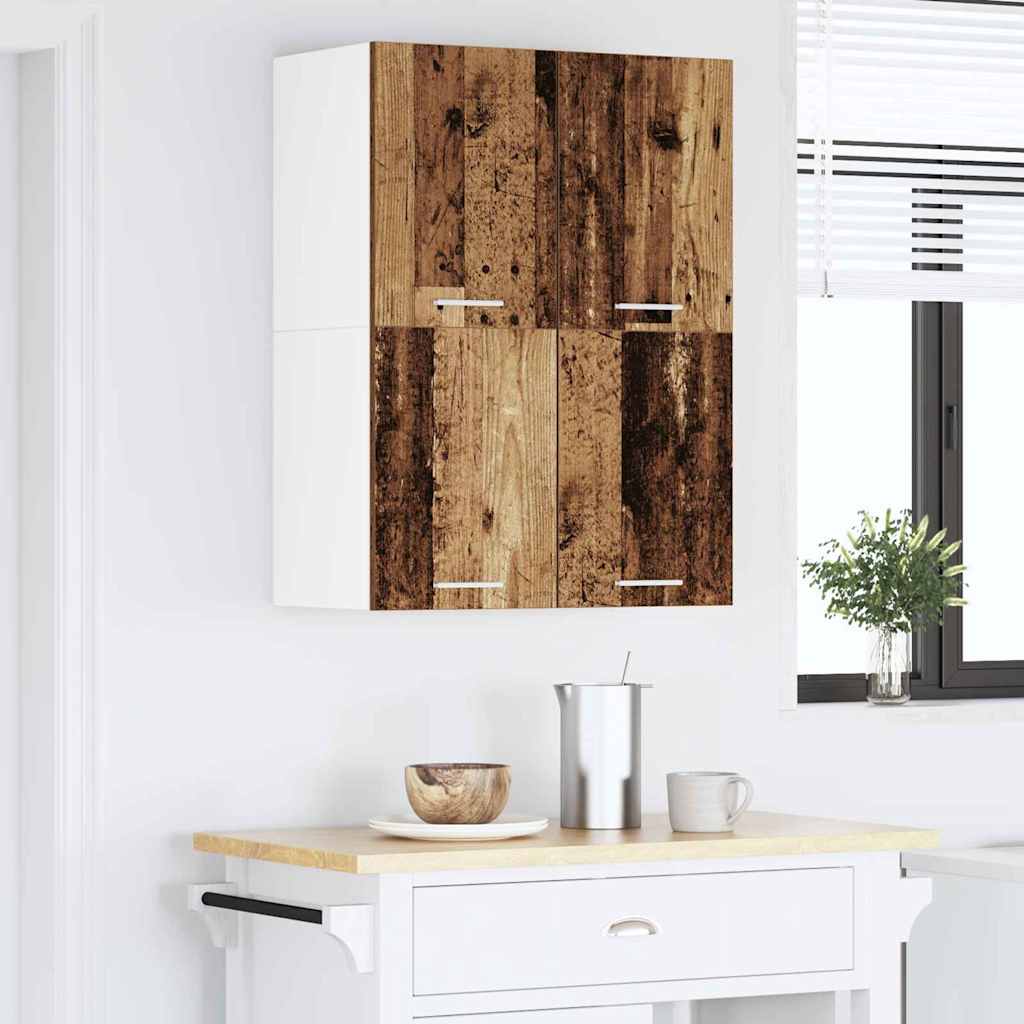 Hanging Cabinet Riga 2 pcs Old Wood and White 60 x 31 x 40 cm