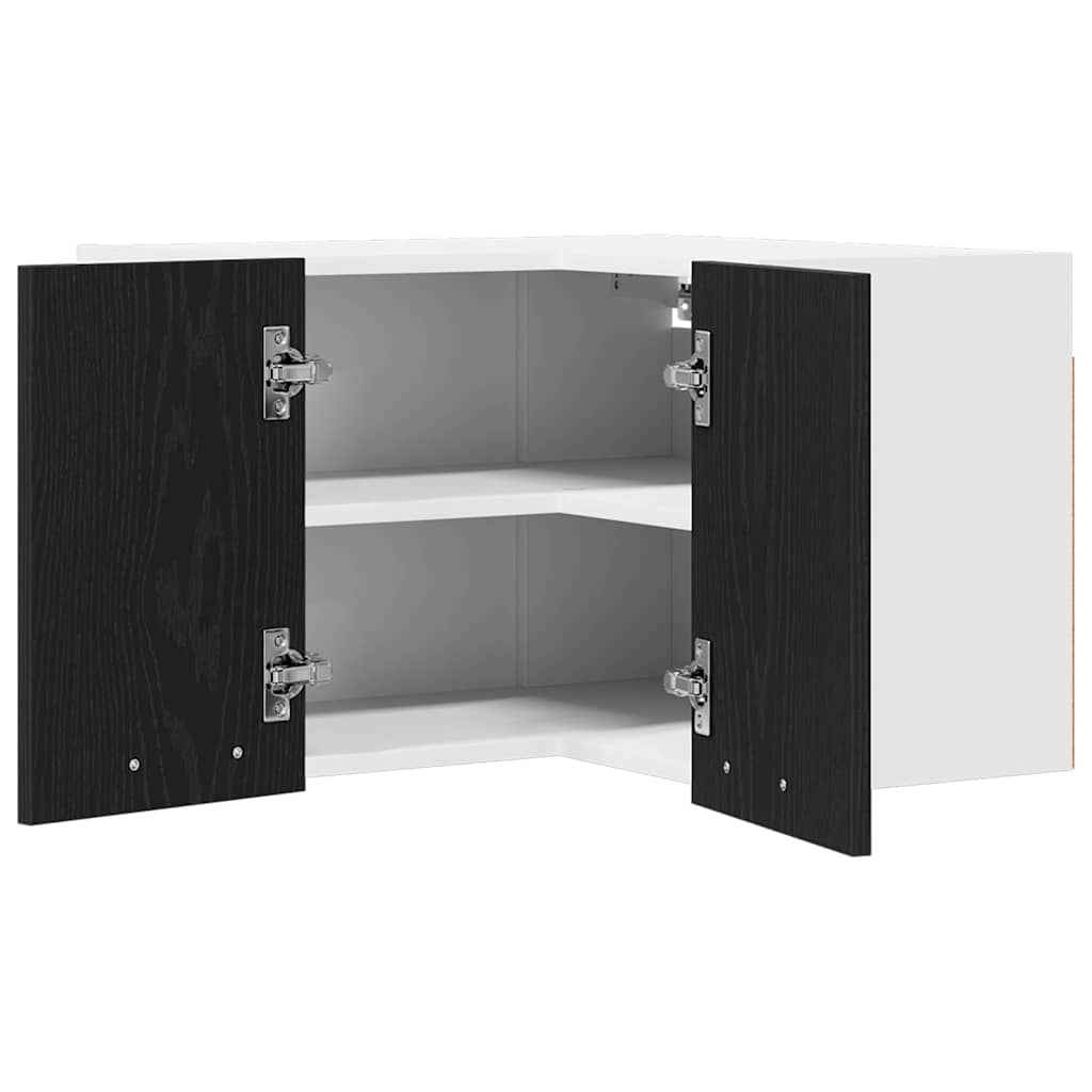 Hanging Cabinet Riga Black Oak and White 57 x 57 x 40 cm